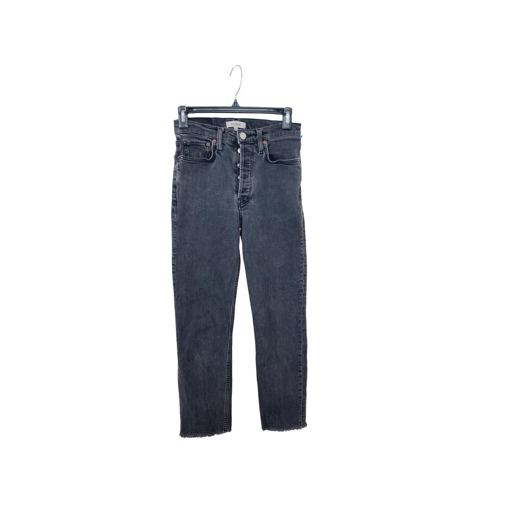 RE/DONE, Cotton Blend High-Waisted Denim Jeans, Women's, Size 26, Gray.